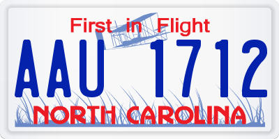 NC license plate AAU1712