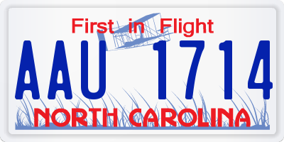 NC license plate AAU1714