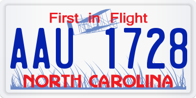 NC license plate AAU1728