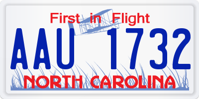 NC license plate AAU1732