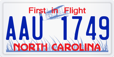 NC license plate AAU1749