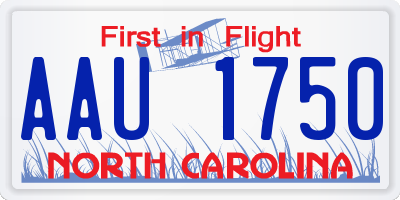 NC license plate AAU1750