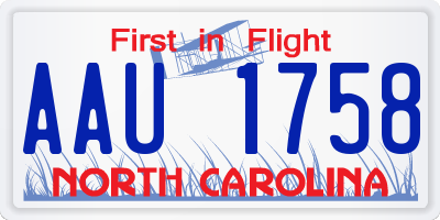 NC license plate AAU1758