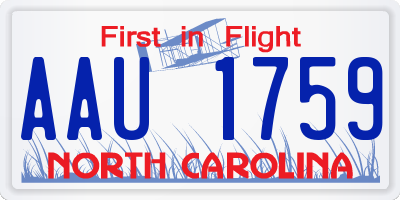 NC license plate AAU1759