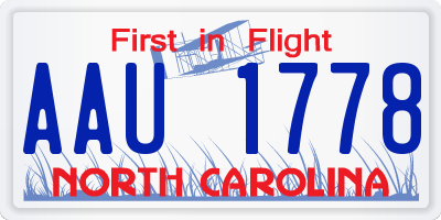 NC license plate AAU1778