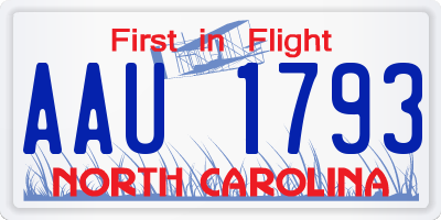 NC license plate AAU1793
