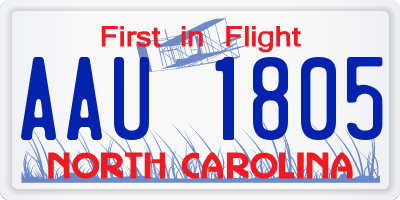 NC license plate AAU1805