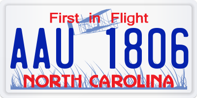 NC license plate AAU1806