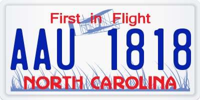NC license plate AAU1818