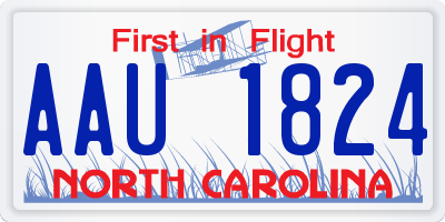 NC license plate AAU1824