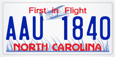 NC license plate AAU1840