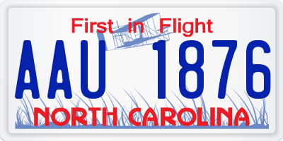 NC license plate AAU1876
