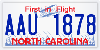 NC license plate AAU1878