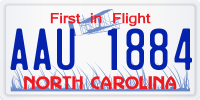 NC license plate AAU1884