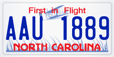 NC license plate AAU1889