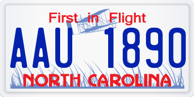 NC license plate AAU1890