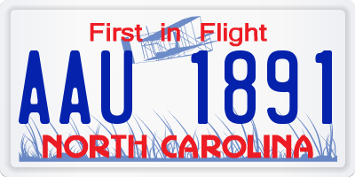 NC license plate AAU1891