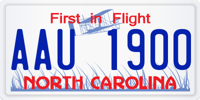 NC license plate AAU1900