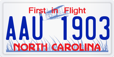 NC license plate AAU1903