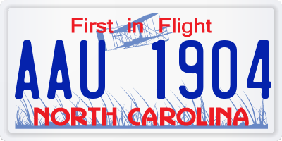 NC license plate AAU1904