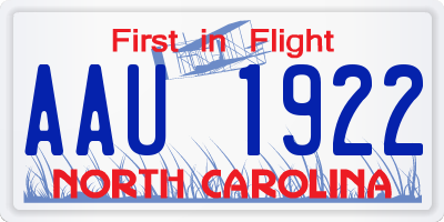 NC license plate AAU1922