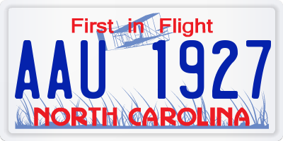 NC license plate AAU1927