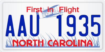 NC license plate AAU1935