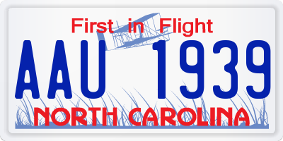 NC license plate AAU1939