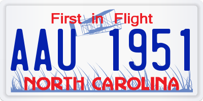 NC license plate AAU1951