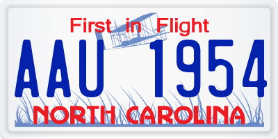 NC license plate AAU1954