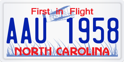 NC license plate AAU1958