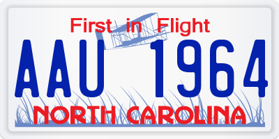 NC license plate AAU1964