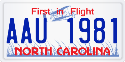NC license plate AAU1981