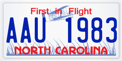 NC license plate AAU1983