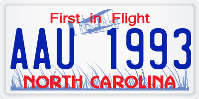 NC license plate AAU1993