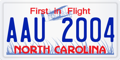 NC license plate AAU2004