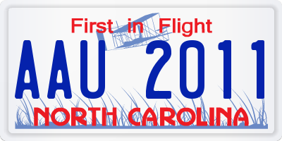 NC license plate AAU2011