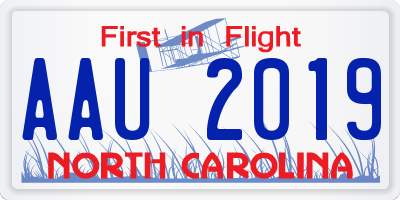 NC license plate AAU2019