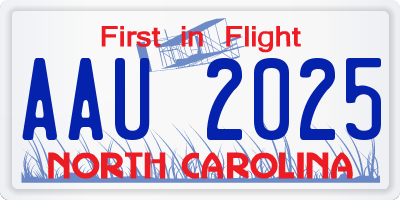 NC license plate AAU2025