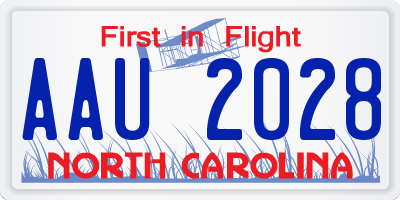 NC license plate AAU2028