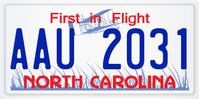 NC license plate AAU2031