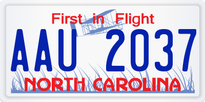 NC license plate AAU2037
