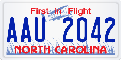 NC license plate AAU2042