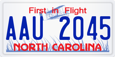 NC license plate AAU2045