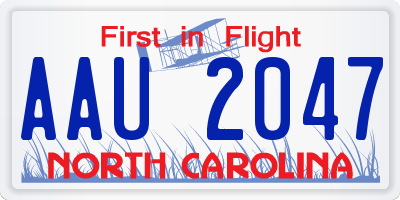 NC license plate AAU2047