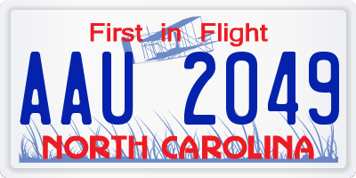 NC license plate AAU2049