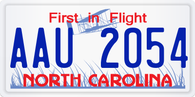 NC license plate AAU2054