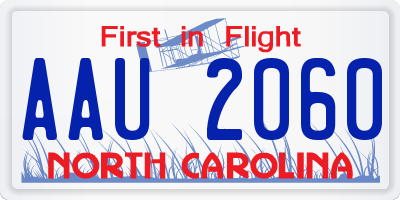NC license plate AAU2060
