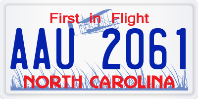 NC license plate AAU2061