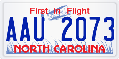 NC license plate AAU2073